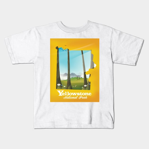 Yellowstone national park travel poster Kids T-Shirt by nickemporium1